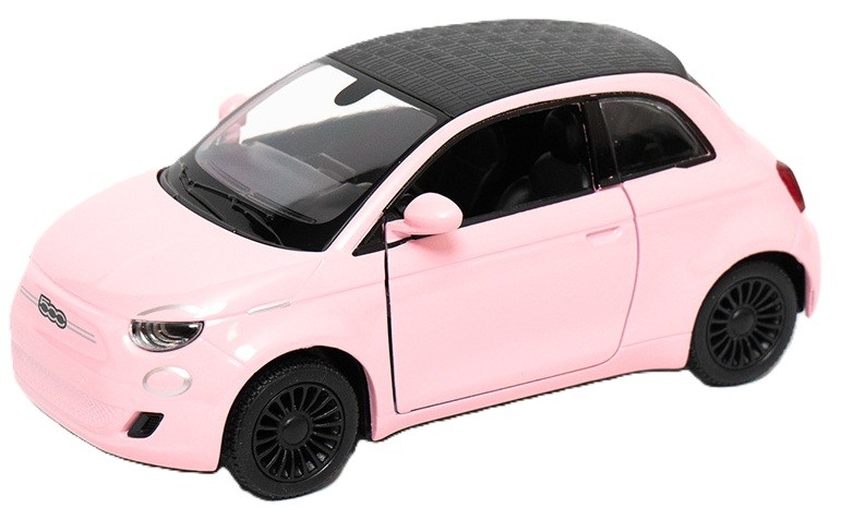 Metallic trolley Kinsmart - Fiat 500e, 1:28, roz - imagine 1