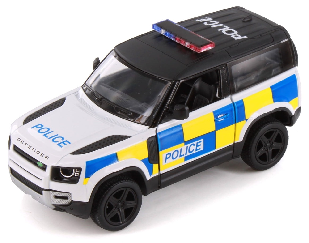 Mașinuță metalică Kinsmart Police Edition - Land Rover Defender 90, 1:36 - imagine 1