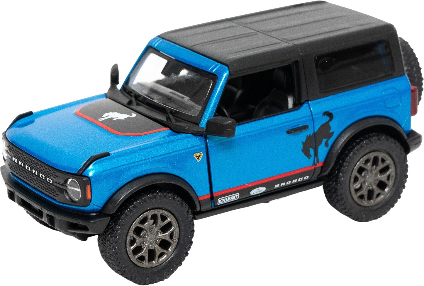 Mașinuță metalică Kinsmart Livery Edition - 2022 Ford Bronco, 1:34, albastru