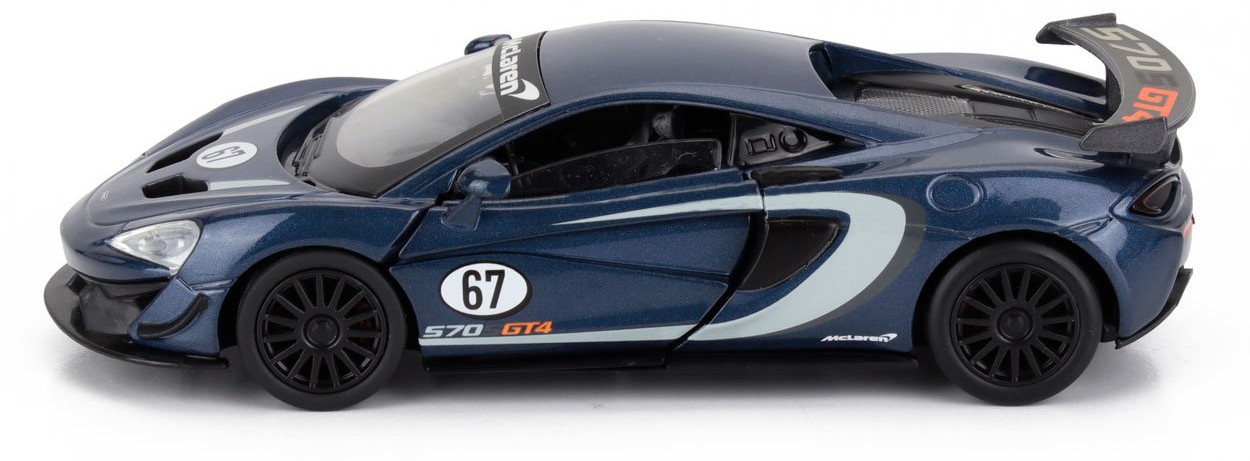 Mașinuță metalică Tayumo - McLaren 570S GT4, #67, cu sunet și lumină, 1:32, albastră - imagine 1