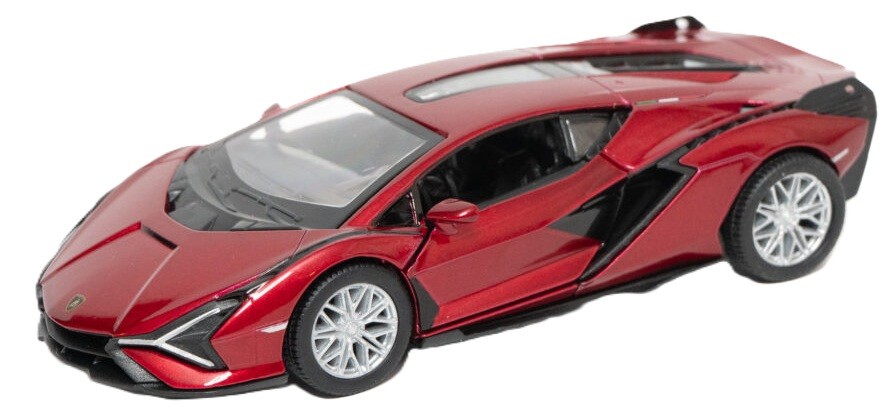 Cărucior metalic Kinsmart - Lamborghini Sián FKP 37, 1:36, bordo - imagine 1