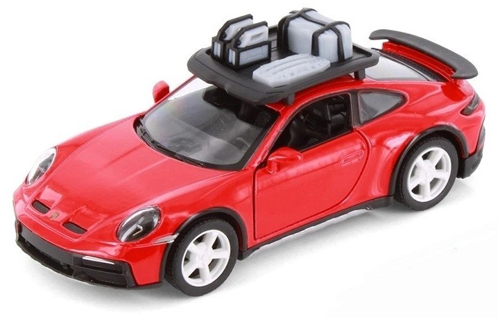 Carucior metalic Kinsmart - Porsche 911 GT2 RS, cu portbagaj, 1:36, roșu