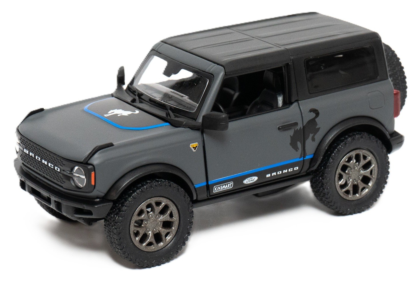 Carucior metalic Kinsmart Livery Edition - 2022 Ford Bronco, 1:34, creion grafit - imagine 1