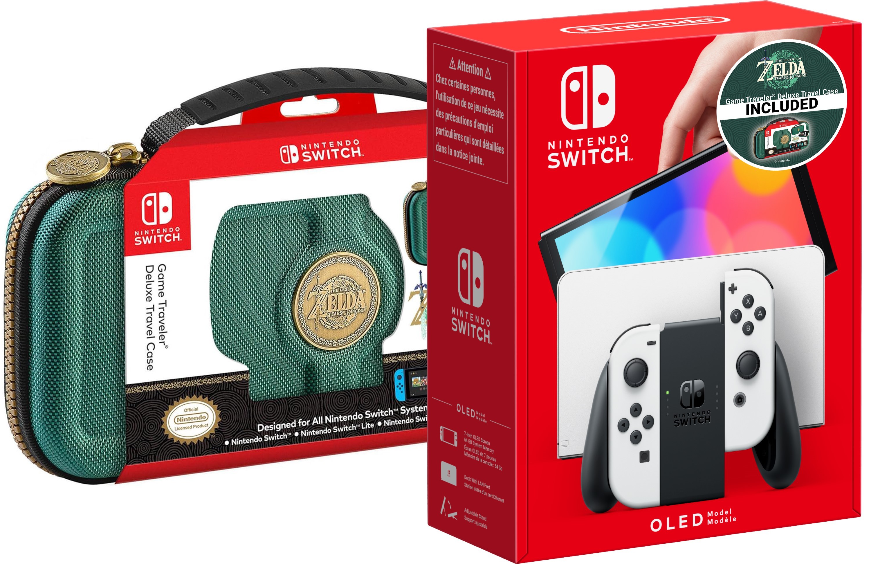 Nintendo Switch OLED - White + Zelda Travel Case | Ozone.ro