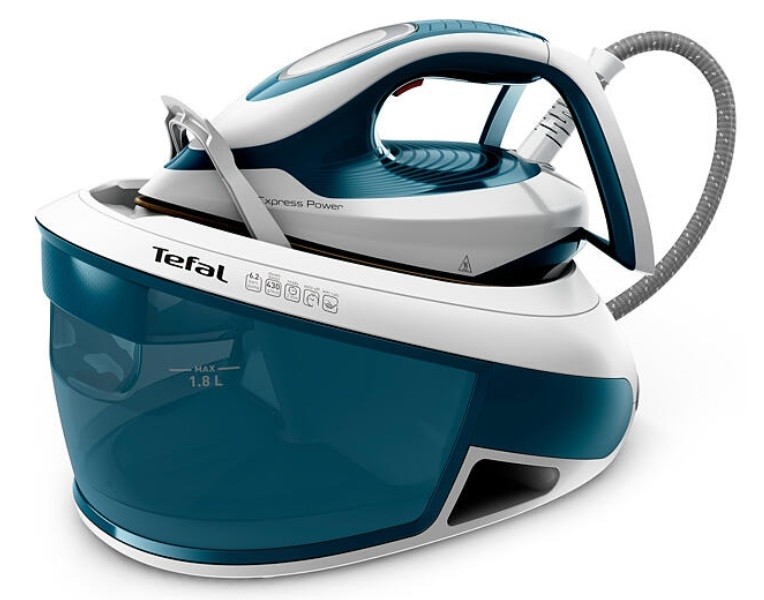 Stație de călcat cu abur Tefal - SV8111E0, 2800W, 1200 g/min, albă/albastră - imagine 1