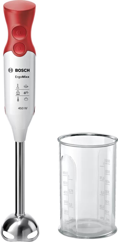 Blender de mână Bosch - ErgoMixx MSM64110, 450W, 2 viteze, roșu - imagine 1