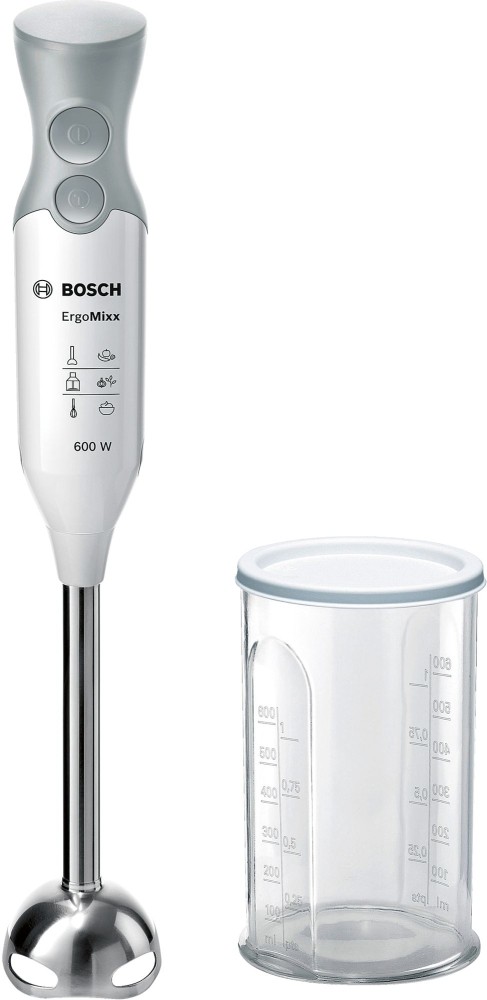 Blender de mână Bosch - ErgoMixx MSM66110, 600W, 2 viteze, alb/gri