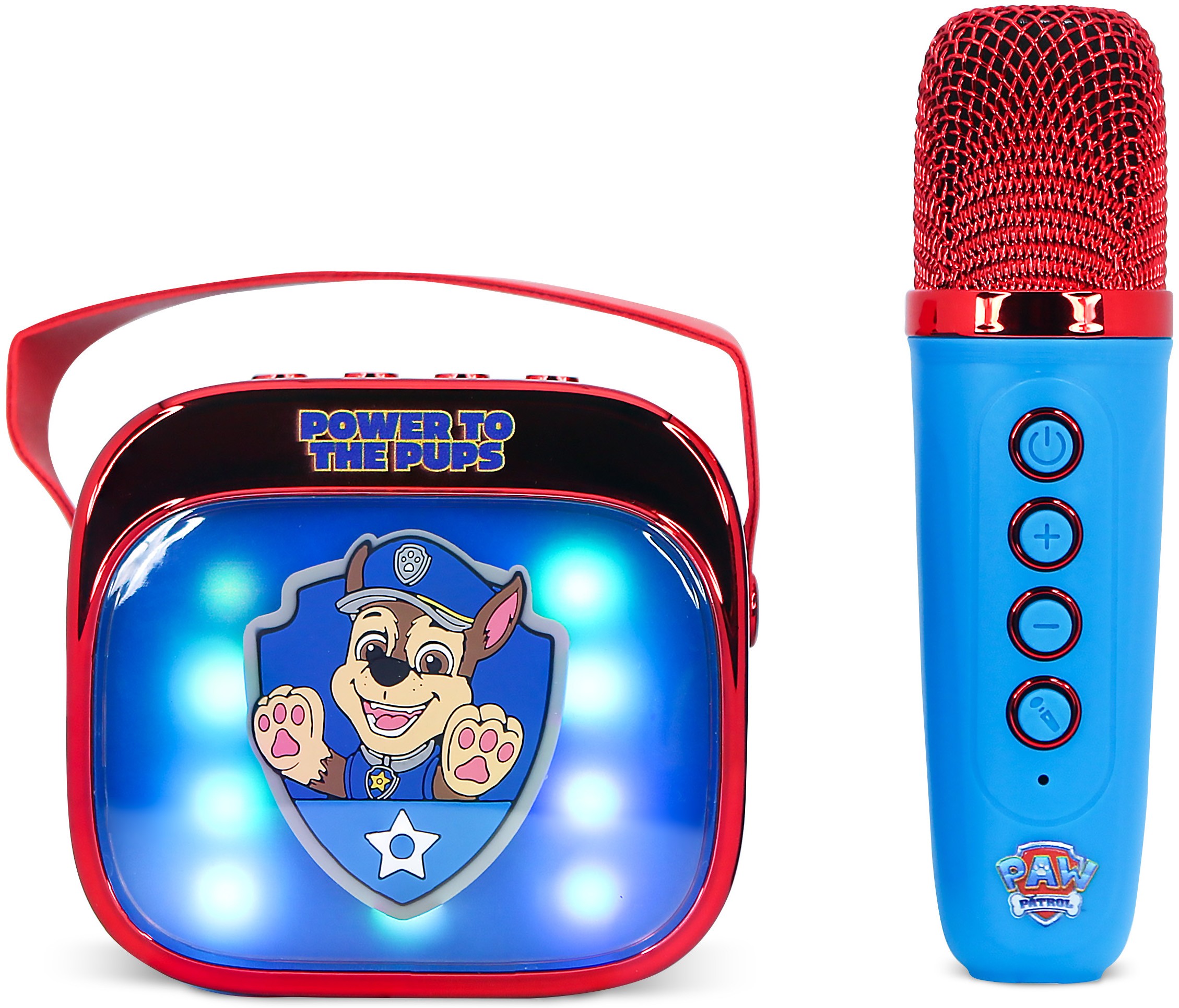 Boxa portabila OTL Technologies - PAW Patrol PopSing Karaoke Speaker & Microphone, albastru/roșu