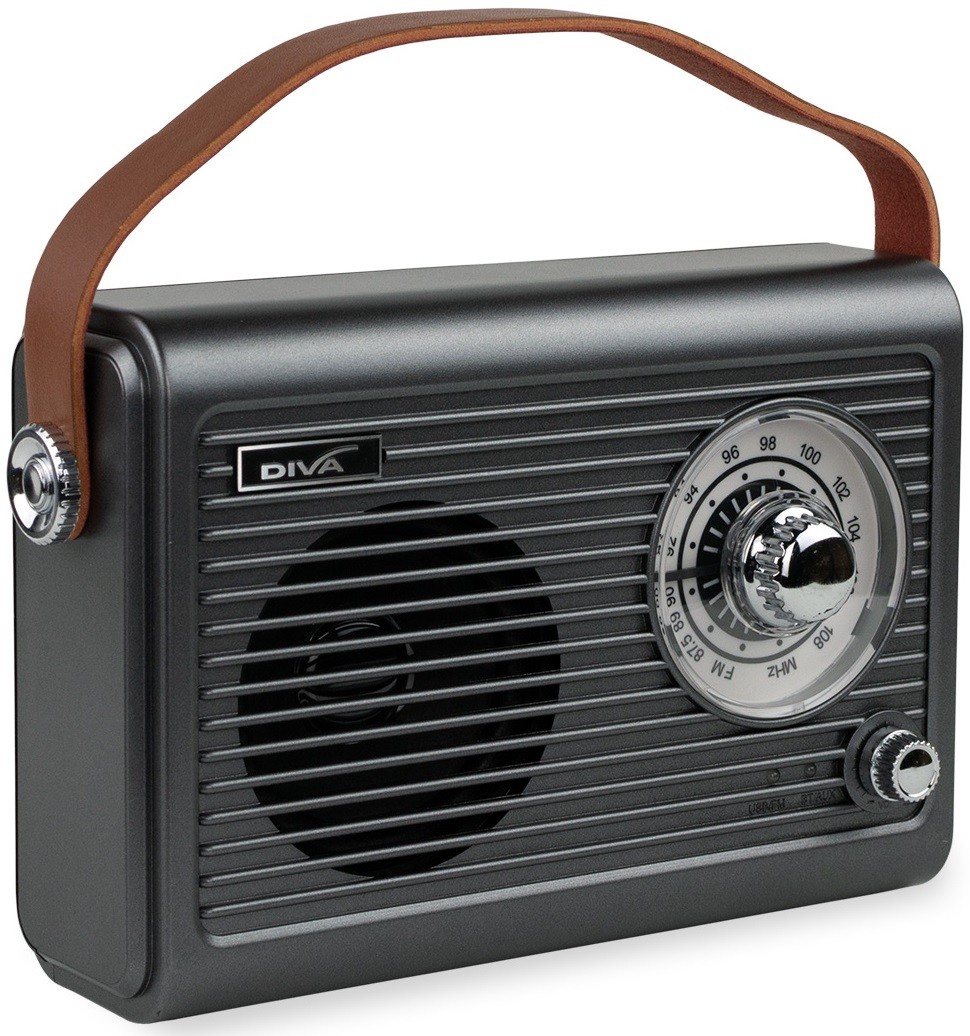 Boxă portabilă radio Diva - Retro Box MP3/FM Radio BT6500, neagră
