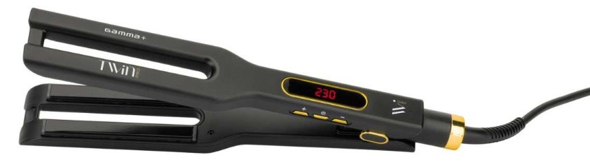 Placă de păr profesională GammaPiu -Twin Pro, 230 °C, acoperire cu turmalina, neagră