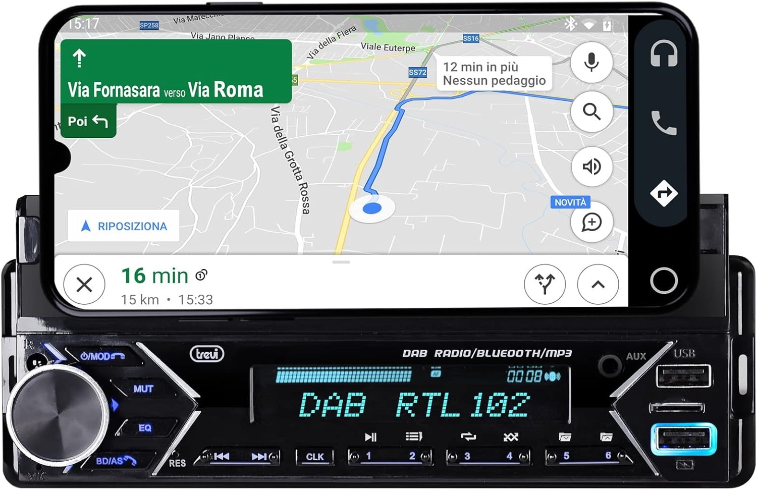 Receiver pentru mașină Trevi - SCD 5753 DAB, negru