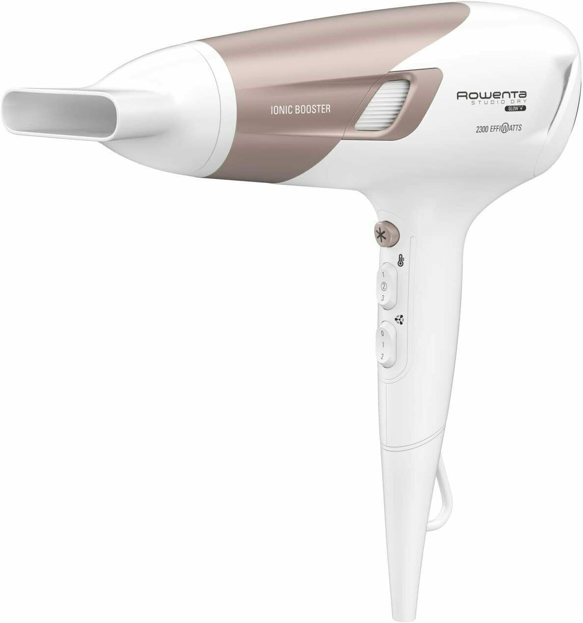 Uscător de păr Rowenta - Studio Dry Glow CV5830F0, 2300W, 2 viteze, alb - imagine 1