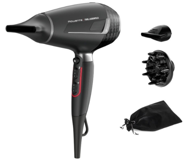 Uscător de păr Rowenta x Кarl Lagerfeld - CV888LF0, 2200W, 3 viteze, negru
