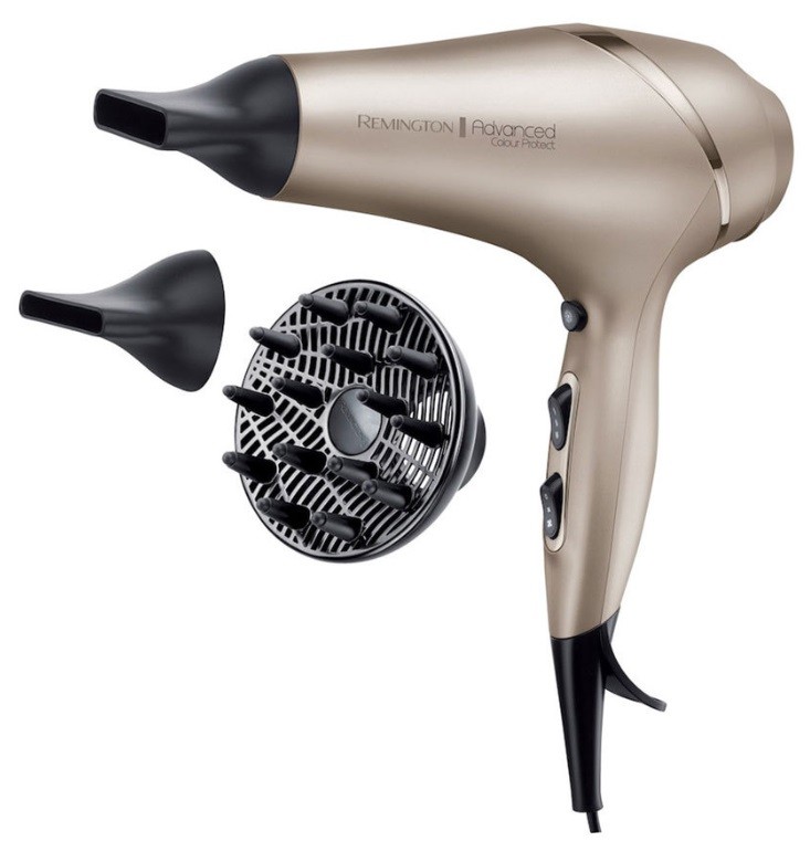 Uscător de păr Remington - Advanced Colour Protect AC8605, 2300W, 3 viteze, auriu