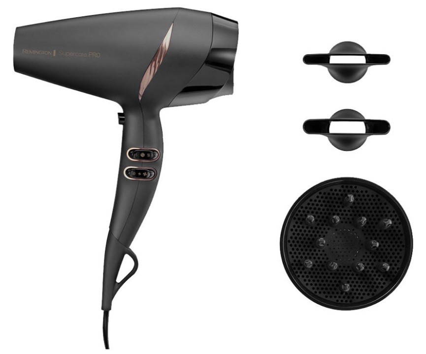 Uscător de păr Remington - Supercare Pro, AC7200, 2200W, 3 viteze, negru