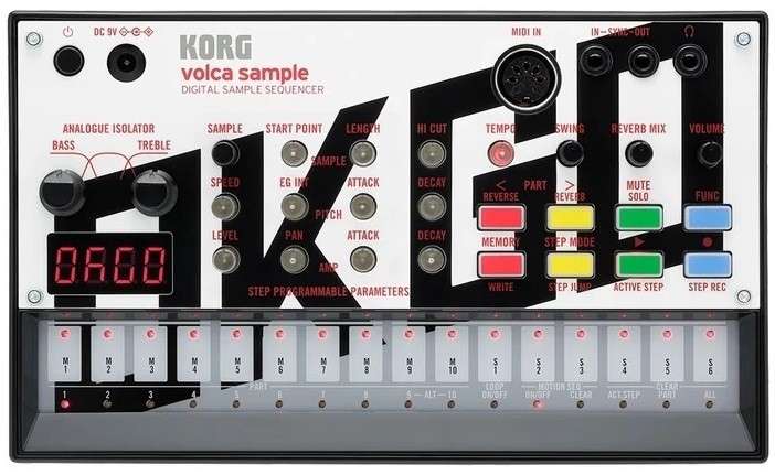 Sampler secvențiator Korg - Volca Sample OK GO, 100 sample-uri, negru/alb