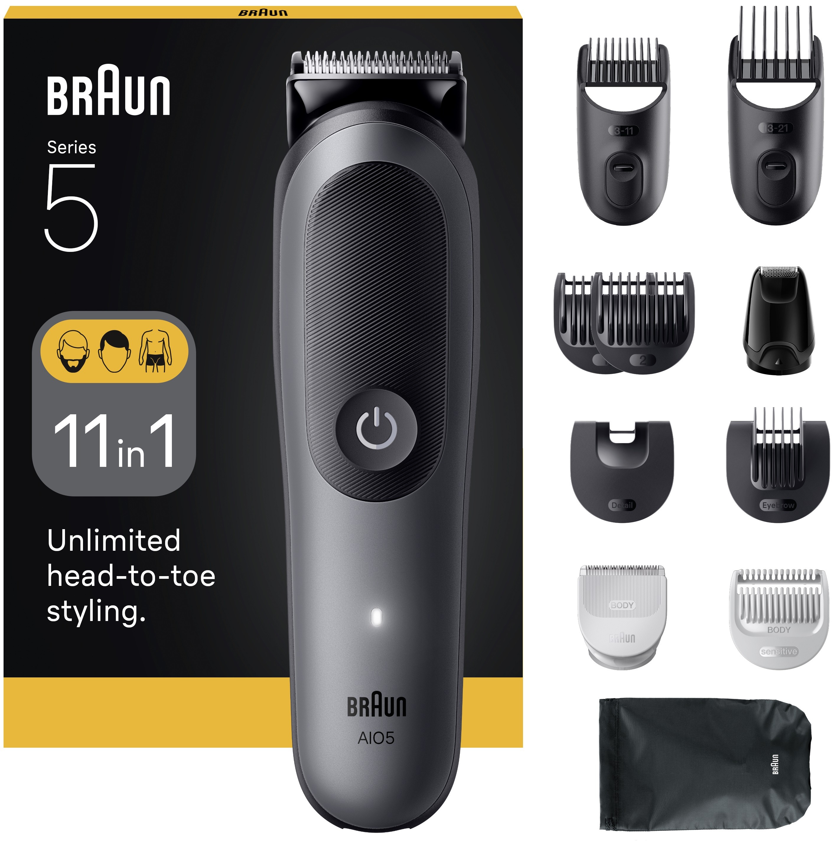 Trimmer pentru față/păr/corp Braun - AIO5560, MS/Grey - imagine 1
