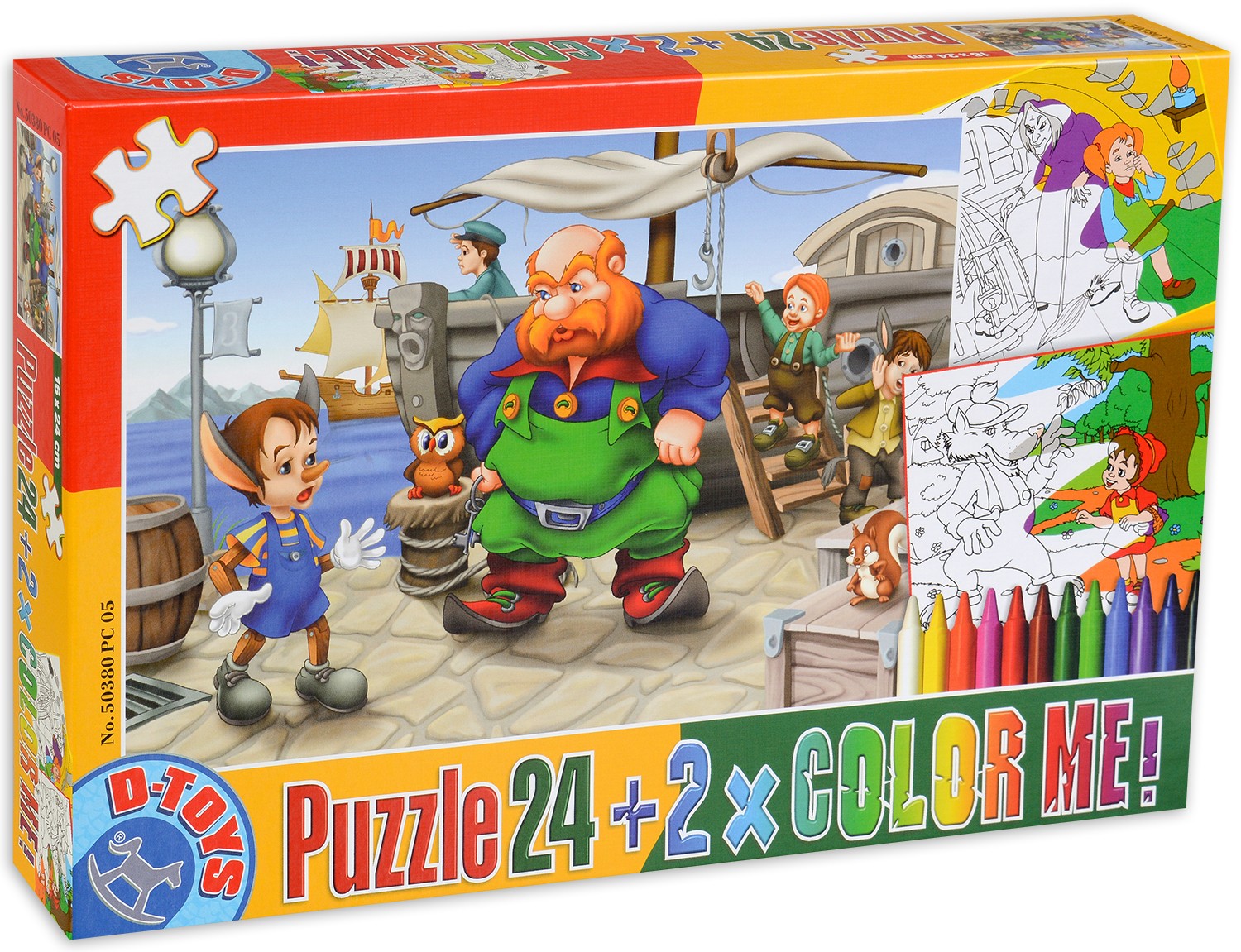 Special speed comprehensive Puzzle D-Toys de 24 piese cu 2 imagini de colorat si pasteluri Pinocchio |  Ozone.ro