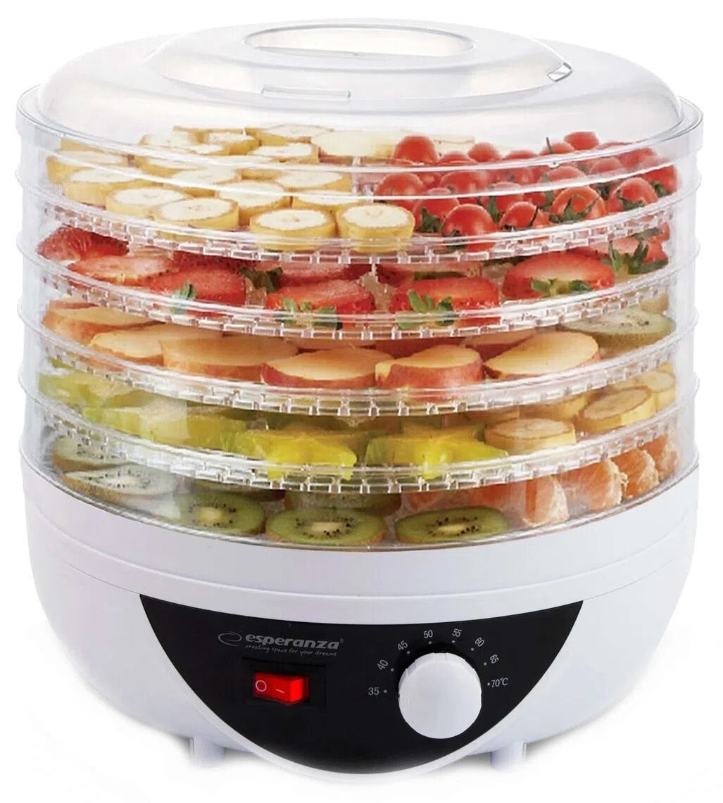Deshidrator fructe Esperanza EKD002 Chanterelles, 250W, 5 nivele (Alb) - imagine 1