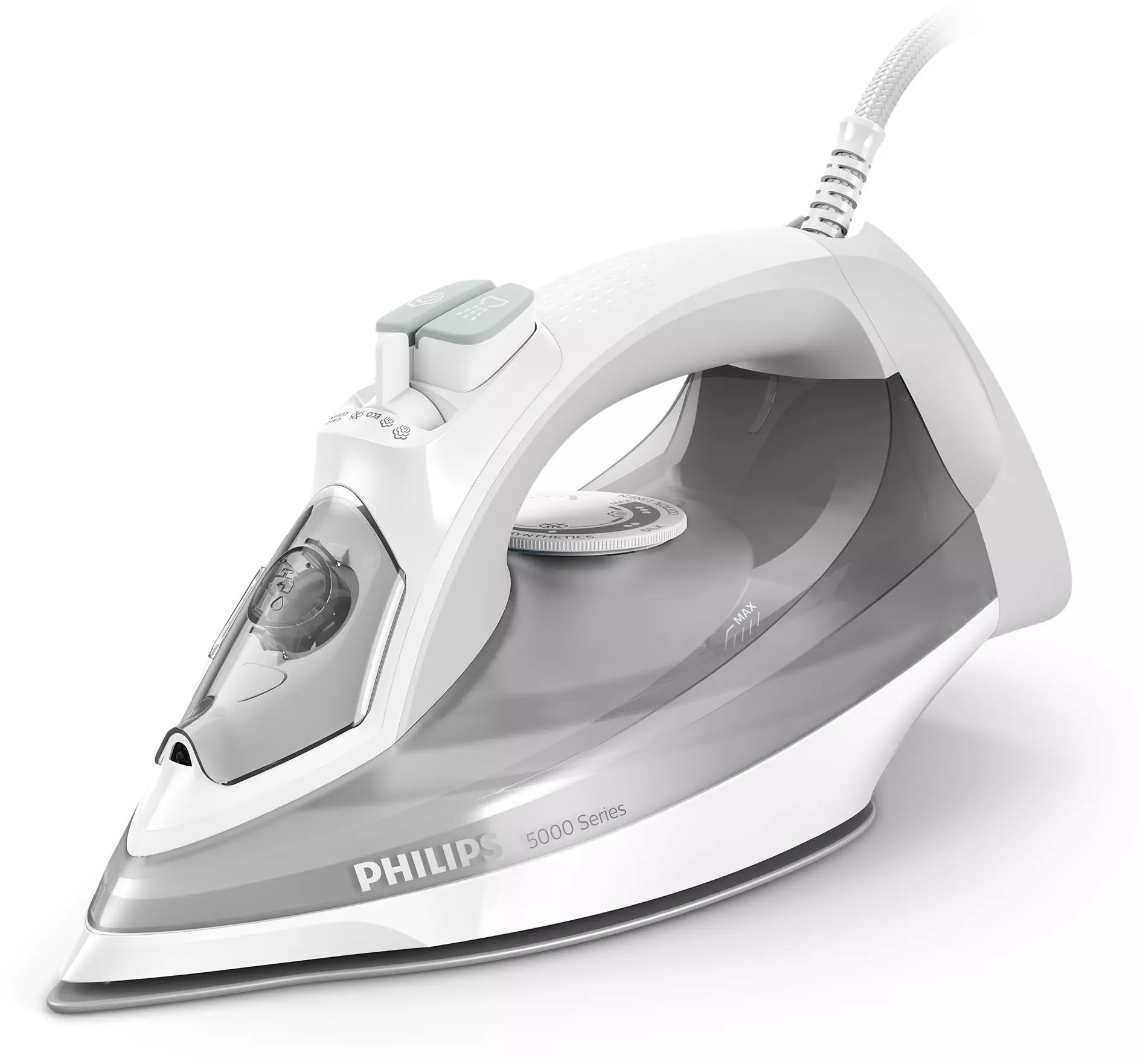 Fier de călcat Philips - Seria 5000 DST5010/10, 2400W, 40 g/min, alb/gri - imagine 1