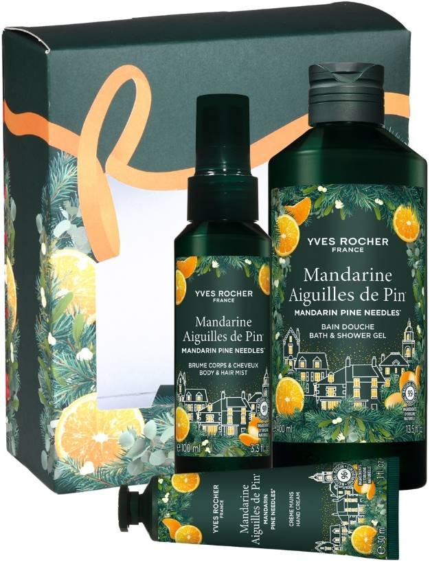 【yukko 】 Gel & Cream & Oil Mist セット Yves Rocher Mandarine Aiguilles de Pin Set - Gel de duș, Mist și