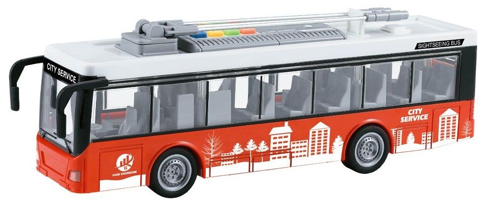 Jucarie pentru copii City Service - Autobus urban, cu sunt si lumina, 1:16 - 1