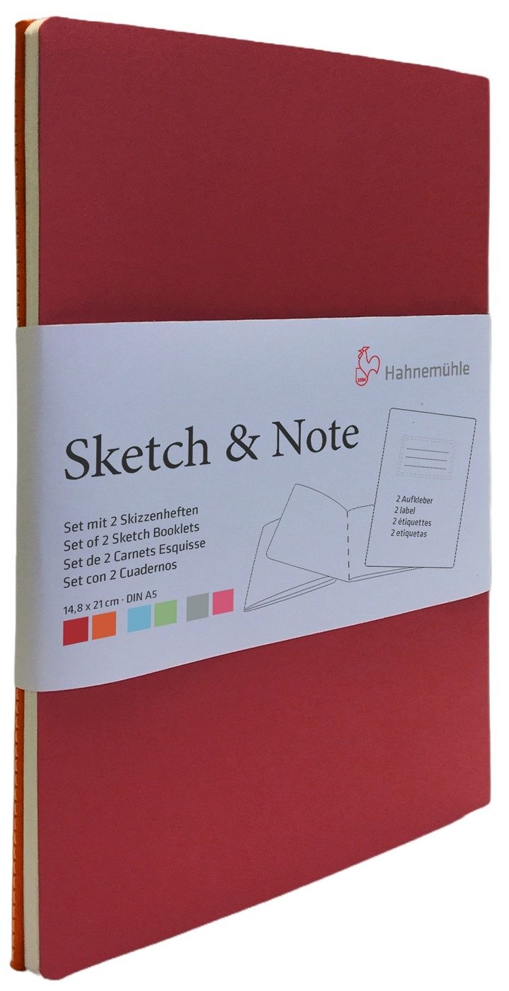 Hahnemuhle Sketch & Note Set A5, 20 de coli, roșu și portocaliu