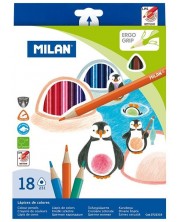 Set creioane colorate Milan - Triunghiulare, 18 culori -1