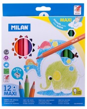Set de creioane colorate Milan Maxi - Hexagonal, 12 culori + ascutitor de creioane -1