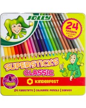 Set de creioane colorate Jolly Kinderfest Classic - 24 de culori, cutie metalica -1