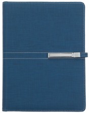 Agenda din piele Trend Superior А5 - Albastru inchis, cu inele si incuietoare