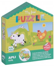 Joc pentru copii APLI - Primul meu puzzle, cu 5 animale domestice si stickere