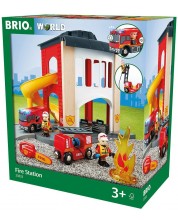 Set Brio World - Statie de pompieri cu accesorii, 12 piese