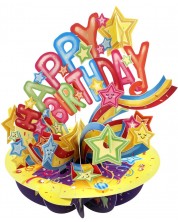 Felicitare 3D Santoro Pirouettes - Happy Birthday, Shooting Stars	