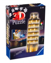 Puzzle 3D Ravensburger de 216 piese - Turnul inclinat din Pisa noapte