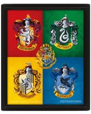 Poster 3D cu rama Pyramid Movies: Harry Potter - House Crests -1