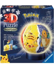 Puzzle 3D Ravensburger din 72 de piese - Pokemon Glowing Ball