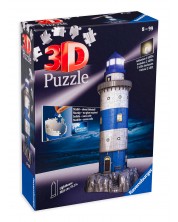 Puzzle 3D Ravensburger de 216 piese - Farul marii 3D cu lumini