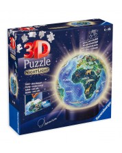 Puzzle 3D Ravensburger din 72 de piese - Glob cu lumină de noapte