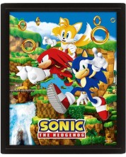 Poster 3D cu ramă Pyramid Games: Sonic - Sonic (Catching Rings) -1