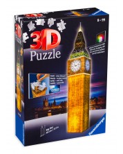 Puzzle 3D Ravensburger de 216 piese - Big Ben 3D cu lumini