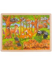 Puzzle din lemn Goki - Pui de animale, de padure -1
