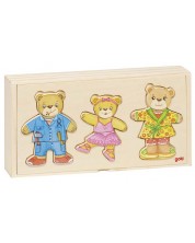 Puzzle din lemn Goki - Ursi de imbracat, tip 2 -1