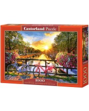 Puzzle Castorland din 1000 de piese - Amsterdam pitoresc cu biciclete -1