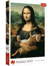 Puzzle Trefl de 500 piese - Mona Lisa cu un pisoi