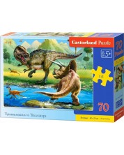 Puzzle Castorland din 70 de piese - Tiranosaurul impotriva Triceraptosului -1