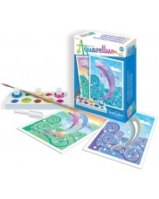 Set de colorat cu acuarele Sentosphere Aquarellum Mini - Delfini