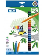 Set pixuri cu pâslă 18 culori Milan – Conic tip -1