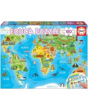 Puzzle Educa din 150 de piese - Harta lumii cu repere -1