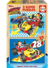 Puzzle Educa din 2 x 25 de piese - Mickey and The Roadster Racers